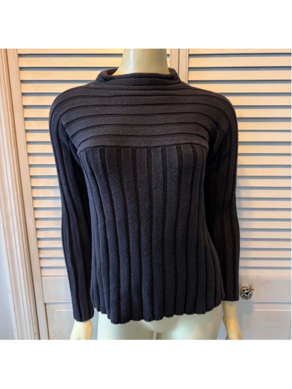 Women's Jones New York Sport Gray Ribbed Mock Neck Sweater S